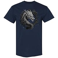 Gray Wood Dragon Graphic t-Shirt 100% Cotton for Men, Women, Kids Short Sleeve tees
