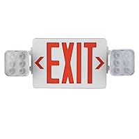 AmazonCommercial Emergency Light Exit Sign, 1-Pack, Exit Combo with Battery Backup, 2 LED Adjustable Heads, Nickel