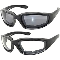 OWL 2 Pack Men Womens Padded Foam Motorcycle Riding Goggles Glasses UV protection Lens