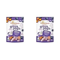 Happy Baby Organics Baby Snacks, Greek Yogis, Freeze Dried Yogurt &Veggie Fruit Snacks, Gluten Free Snack for Babies 9+ Months, Blueberry & Purple Carrot, 1 Ounce (Pack of 2)