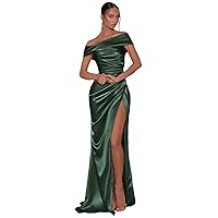 SoDigne Off The Shoulder Mermaid Bridesmaid Dresses with Slit Long Satin 2024 Formal Evening Party Gown