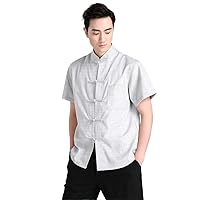 Trends Chinese Men'Linen Classic Shirt Button Costume Suit