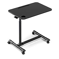 Overbed Table with Wheels, Rolling Tray Table, Hospital Bed Table, Adjustable Overbed Bedside Rolling Laptop Table (Black)
