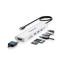 Lemorele USB C Hub 7 in 1 Adapter with HDMI 4K@30Hz, 100W PD Charging, 1 USB3.0 5Gbps Data Port, 2 USB 2.0, SD/TF, USB C Multiport Dongle for MacBook/ChromeBook/Dell/HP/Lenovo(White)
