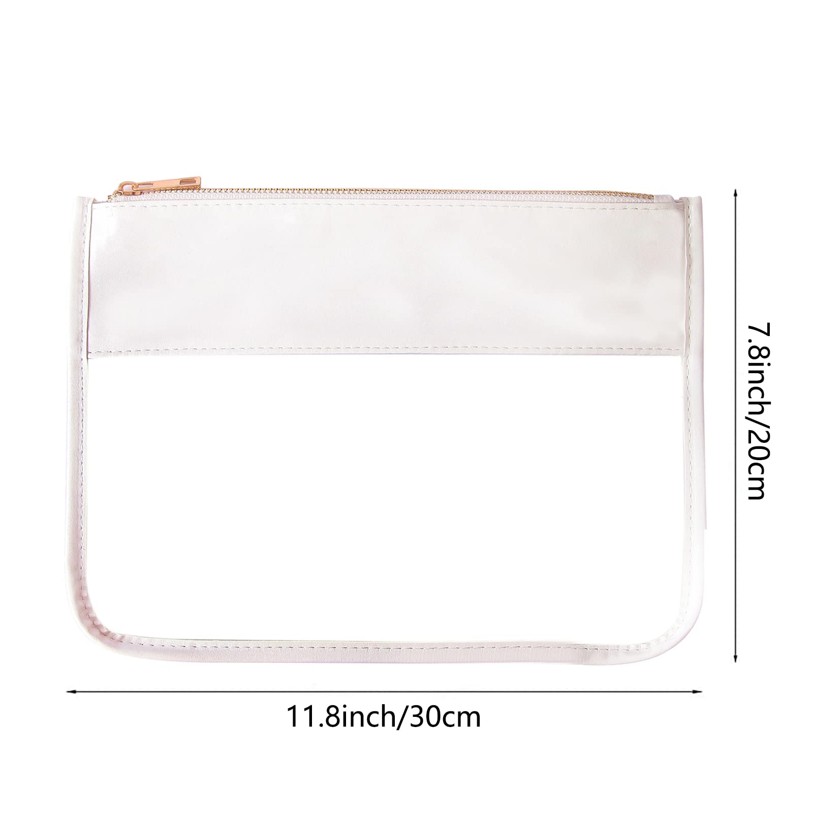 Makeup Bag Waterproof Leather Cosmetic Bag Toiletry Bag,DIY Chenille Letter Bag Nvlon Clear Travel Makeup Bag for Women Girls (White)