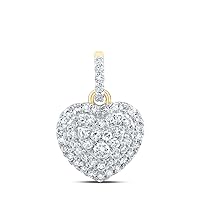 Jewels By Lux 10kt Yellow Gold Womens Round Diamond Heart Pendant 1/4 Cttw