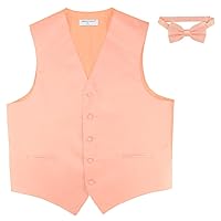 Men's Dress Vest & BowTie Solid PEACH Color Bow Tie Set for Suit or Tuxedo
