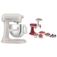 KitchenAid® 7 Quart Bowl-Lift Stand Mixer, Milkshake & KSMMGA Metal Food Grinder Attachment, Silver