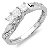 Charming Three Stone Inexpensive Three Stone Engagement Ring Half Carat Princess Cut Diamond on Gold