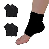 Moisturizing Heel Socks Silicone Gel for Dry Skin Cracked Skin Open Toe, Spa Socks to Heal and Treat Dry, Moisturizer Socks Foot Treatment Day-Night Care for Men I Women 2 Pairs (Black-Black)