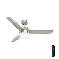 Hunter Fan 48 inch Contemporary Matte Nickel Ceiling Fan with Light Kit and Remote Control (Certified Refurbished)