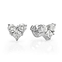 Dazzlingrock Collection 0.35 Carat (ctw) 14K Round & Princess White Diamond Heart Stud Earrings, White Gold