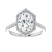 Siyaa Gems 2.50 CT Oval Cut Colorless Moissanite Engagement Rings Wedding Band Gold Silver Solitaire Ring Halo Ring Vintage Antique Anniversary Promise Bridal Ring
