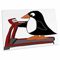 3dRose Funny Cute Penguin on Treadmill Exercise Cartoon - Desk Pad Place Mats (dpd-263932-1)