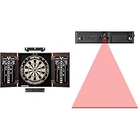 Viper Stadium Cabinet & Shot King Sisal/Bristle Dartboard Ready-to-Play Bundle with Two Sets of Steel-Tip Darts, Throw Line, and Dry Erase Scoreboards, Walnut Finish