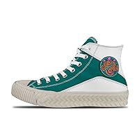 Popular graffiti-01,Cyan Custom high top lace up Non Slip Shock Absorbing Sneakers Sneakers with Fashionable Patterns