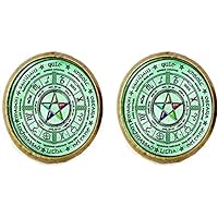 Wiccan Pentagram Earring Pentagram Jewelry Wicca Jewelry Wicca Pagan Religion Wheel Celtic Wheel Zodiac Elemental Pentacle Gift