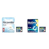 Nicorette 4mg Gum 170ct Stop Smoking Aid Plus NicoDerm 21mg Patch 14ct Smoking Cessation Kit and Advil Dual Action Caplets