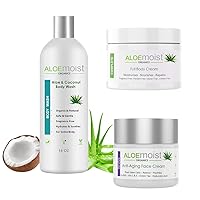Natural Aloe Vera Body Lotion - Face & Body Moisturizing Cream, Anti Aging Retinol Cream for Face, Organic Body Wash Moisturizing Shower Gel