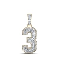 Jewels By Lux 10K Two-tone Gold Mens Baguette Diamond Number Charm Pendant