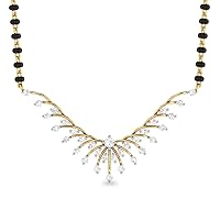 0.73 Cts Round Simulated Diamond Jayvyn Mangalsutra Necklace 14K Yellow Gold Fn