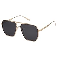SOJOS Retro Oversized Square Polarized Sunglasses for Women and Men Vintage Shades UV400 Classic Large Metal Sun Glasses