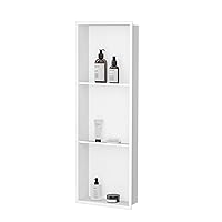 Neodrain 36X12Inch Shower Niche, White 3-Tier Stainless Niche NO Tile Needed Recessed Niche Shower for Bathroom Storage, Waterproof Wall Niche