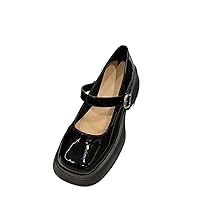 Loafers For Women Comfort Chunky Heel Platform Leather Chunky Loafers (Color : Black, Size : 37)