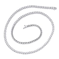 Round Cut Certified Moissanite Tennis Necklace For Unisex 925 Sterling Silver