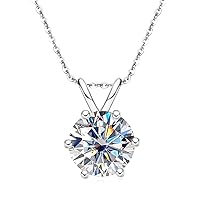 AnuClub 1 Carat Moissanite Necklace For Women, D Color VVS1 Round Cut Lab Diamond 18K Gold Plated Silver Pendant With Certificate