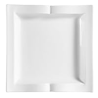 CAC China GBK-8 8-1/2-Inch Goldbook Porcelain Square Plate, White, Box of 24