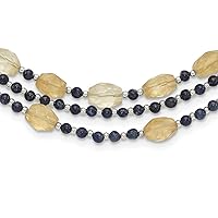 13mm 925 Sterling Silver Blue Agate Citrine 3 strand With 2in Extension Necklace Jewelry for Women - 43 Centimeters