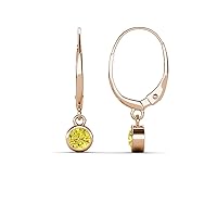 Yellow Diamond 0.50 ctw Bezel Set Solitaire Dangling Earrings in 14K Gold