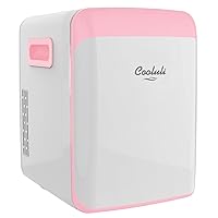 15L Mini Fridge for Bedroom - Car, Office Desk & College Dorm Room - 12V Portable Cooler & Warmer for Food, Drinks, Skin Care, Beauty, Makeup & Cosmetics - AC/DC Small Refrigerator (Pink)