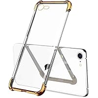 Ultra-Thin Shockproof Phone Cover, for Apple iPhone SE 2020 Anti-Yellowing Clear Phone Case Fully Protective All-Inclusive Lens Phone Shell (Color : Gold)