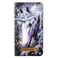 RW0749 Unicorn Horse PU Leather Flip Case Cover for iPhone 11 with Personalized Your Name on Leather Tag