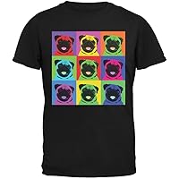 Pug Pop Art Repeating Squares Black Adult T-Shirt