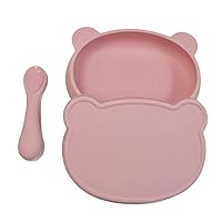Self Feeding Bowl Silicone Spoon Toddler Dinner Plate Infant Set Free Baby Led Weaning Plates One-Piece Silicone Bowl Supplementary Feeding Bowl Witrh Spoon Can Be in