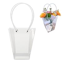BBJ WRAPS Clear Flower Bouquet Bags with Handle Florist Shop Packaging Supplies, 5 Pcs (4.7 * 9.5 * 10.2 inch)