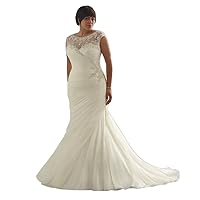 Discount Opulent Mermaid Plus Size Wedding Dresses (20W, White)