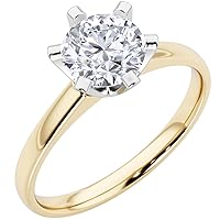 PEORA IGI Certified 1 Carat Natural Diamond Solitaire Engagement Ring in 14K Yellow Gold, G-H Color, SI1-SI2 Clarity
