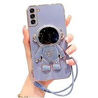 Astronaut Invisible Stand Phone Case with Lanyard, Full Cover Case, Drop Proof, for Samsung Galaxy S24 S23 S22 S21 S20 S10 Ultra Plus FE Note20 Note10 Phone Case (Blue,S23 Plus)