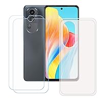 Case for Oppo Reno10 Pro + 2 Pcs Tempered Glass Screen Protector, Slim Translucent Shock-Absorption Soft TPU Bumper Protective Phone Case Cover for Oppo Reno10 Pro (6,74