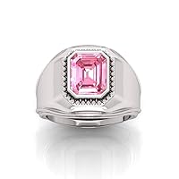 RRVGEM Certified Unheated Untreatet 13.25 Ratti 12.00 Carat Pink Sapphire ring SILVER PLATED Ring Adjustable Ring Size 16-22 for Men and Women