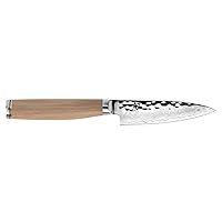 Premier Blonde Paring Knife, 4 inch VG-MAX Stainless Steel Blade with Tsuchime Finish and Pakkawood Handle, Cutlery Handcrafted in Japan, Silver