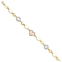14k Yellow Gold White Gold and Rose Gold Quinceanera Sweet 15 Years CZ Cubic Zirconia Simulated Diamond Bracelet Jewelry for Women