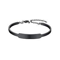 FindChic Custom ID Bracelets for Women Men Blank Bar Inspirational Bracelet 8.3'' Stainless Steel/Sterling Silver Nameplate Jewelry Friendship Coordinates Thin Bangle for Girls