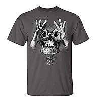 Funny Skull Hands Adult Men's Short Sleeve T-Shirt-Charcoal-6XL