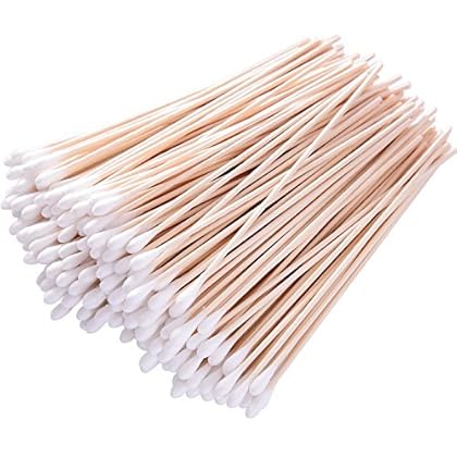 Hicarer 500 Pieces 6 Inch Swabs Stick Tipped Applicator Single Tip with Wooden Handle