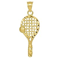 10k Gold Dc Unisex Tennis Racquet Ball Height 34.7mm X Width 12.6mm Sports Charm Pendant Necklace Jewelry Gifts for Women